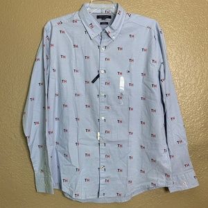 Tommy Hilfiger Blue TH Print Long Sleeve Shirt L